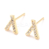 Brass Micro Pave Clear Cubic Zirconia Stud Earrings EJEW-O103-01G-1