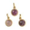 Ion Plating(IP) Natural Amethyst Half Round Charms with Jump Ring STAS-A097-05G-14-1