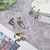 3 Set 3 Style Alloy Toothed Wheel Asymmetrical Earrings EJEW-FI0001-93-5