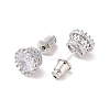 Rack Plating Brass Pave Single Cubic Zirconia Stud Earrings EJEW-I304-02P-02-2