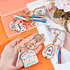 5Pcs 5 Colors Teachers' Day Wooden Keychains AJEW-SP0001-41A-3