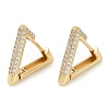 Rack Plating Triangle Brass Micro Pave Cubic Zirconia Hoop Earrings EJEW-Z059-14G-01-1