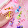 7Pcs 7 Colors PU Leather Pompom Ball Pendant Decorations HJEW-TA0001-44-7