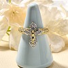 Brass Micro Pave Clear Cubic Zirconia Cuff Rings RJEW-U035-02GP-02-2