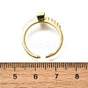 Rectangle Brass Glass Cuff Rings for Women RJEW-G340-01G-5
