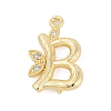 Brass Crystal Rhinestone Letter Links Connector Charms KK-S395-06G-B-1