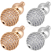 4Pcs 2 Colors Brass Micro Pave Clear Cubic Zirconia Screw Clasps KK-BBC0018-87-1