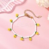 Floral Glass Seed Bead Charm Bracelets for Women BJEW-MZ00306-02-1