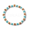 Synthetic Turquoise & Round Wood Beads Stretch Bracelets for Men Women BJEW-JM11833-01-2