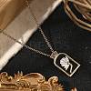 Arch with Flower Brass Enamel Pendant Necklaces LS-NJEW-H051-06G-2
