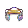 Ion Plating(IP) 304 Stainless Steel Oval Wrap Open Cuff Ring for Women RJEW-C025-30M-3