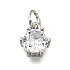 Brass Pave Cubic Zirconia Pendants KK-V002-23P-01-1