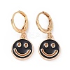 Hollow Out Smiling Face Enamel Hoop Earrings for Women EJEW-G304-01KCG-01-1