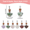 12Pcs 6 Styles Natural Mixed Gemstone Chip Heart Glass Bottle Pendants PALLOY-UN00001-3