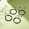 4Pcs 4 Color Natural Obsidian & Synthetic Hematite Braided Bead Bracelet with Cubic Zirconia BJEW-JB08117-2