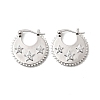 Star Brass Micro Pave Clear Cubic Zirconia Hoop Earrings EJEW-Z157-01P-4
