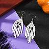 Halloween Theme Ghost Handmade Glass Seed Beaded Dangle Earrings EJEW-MZ00479-1