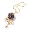 Natural Amethyst with Rack Plating Brass Pendants Decorations AJEW-B023-01G-05-3