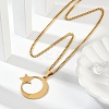 201 Stainless Steel Crescent Moon Star Pendant Twisted Chain Necklaces NJEW-S387-07G-2