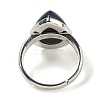 Natural Lapis Lazuli Teardrop Adjustable Rings RJEW-K371-08S-20-4