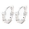Ring with Letter X 925Sterling Silver Micro Pave Clear Cubic Zirconia Hoop Earrings for Women EJEW-K317-03P-4