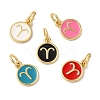 Real 18K Gold Plated Brass Enamel Charms KK-L216-001G-J-1