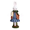 Resin Standing Rabbit Statue Bunny Sculpture Tabletop Rabbit Figurine for Lawn Garden Table Home Decoration ( Blue ) JX084A-1