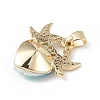 Real 18K Gold Plated Rack Plating Brass Micro Pave Cubic Zirconia Pendants KK-C015-03G-04-3