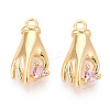 Brass Micro Pave Clear Cubic Zirconia Pendants KK-T078-06G-01-1