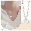1Pc Zinc Alloy White Enamel Round with Letter Pendant Necklaces NJEW-LP0002-88G-E-1