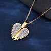304 Stainless Steel Polymer Clay Rhinestones Wing Openable Pendant Necklaces for Women NJEW-Z065-14G-03-1