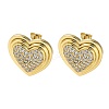 Heart Rack Plating Brass Micro Pave Clear Cubic Zirconia Stud Earrings for Women EJEW-A045-04G-1