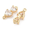 Brass Pave Clear Cubic Zirconia Connector Charms KK-Q789-07G-2