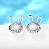 Rabbit Head Brass Micro Pave Cubic Zirconia Ear Studs EJEW-D304-39P-4
