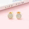 Round Brass Micro Pave Clear Cubic Zirconia Stud Earrings EJEW-Z144-15G-1