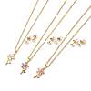 Cubic Zirconia Flower of Life Pendant Necklace & Diamond Stud Earrings SJEW-M099-01G-1