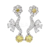 Brass Pave Cubic Zirconia Flower Stud Earrings for Women EJEW-I304-23P-2