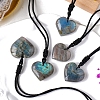 Natural Labradorite Heart Pendant Necklaces PW-WG04E68-01-4