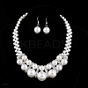 Alloy & Crystal Rhinestone & Plastic Pearl Round Beaded Necklace & Dangle Earring FS-WG9A175-01-2