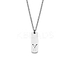304 Stainless Steel Rectangle with Laser Cut Initial Pendant Necklaces FS-WG71FEF-25-1