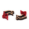 Opaque Resin & Walnut Wood Connector Charms RESI-N039-46C-2