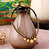 Ethnic Style Brass Bell Charm Braided Waxed Cord Adjustable Anklets for Women FS-WG2B00D-01-3