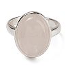 Natural Rose Quartz Oval Adjustable Rings RJEW-K371-07S-23-3