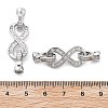 Brass with Clear Cubic Zirconia Fold Over Clasps KK-Z080-04P-3