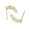 Flat Round Brass Micro Pave Clear Cubic Zirconia Stud Earring Findings KK-F921-10G-2