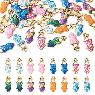 32Pcs 8 Colors Alloy Enamel Pendants ENAM-TA0003-95-1