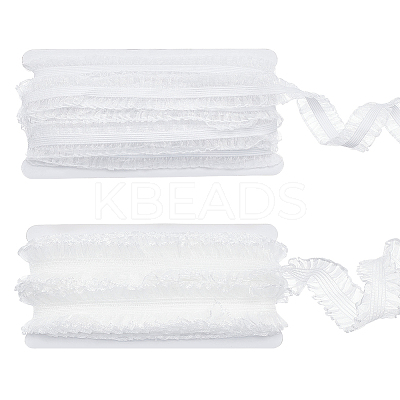 2 Cards 2 Styles Polycotton Pleated Elastic Lace Ribbon OCOR-FG0001-69A-1