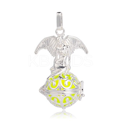 Silver Color Plated Brass Hollow Round Cage Pendants LS-KK-J248-04S-1