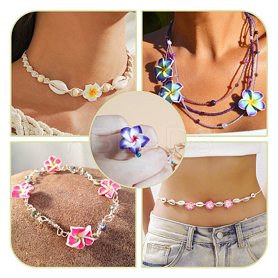 50Pcs 5 Styles Handmade Polymer Clay 3D Flower Plumeria Beads CLAY-TA0001-68-1