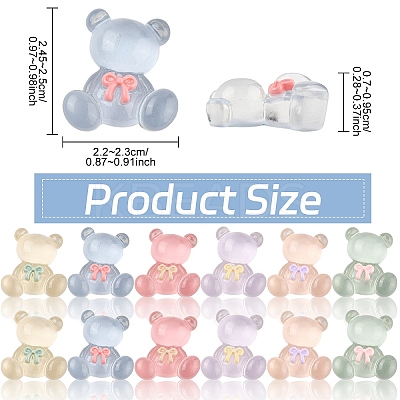 20Pcs Bear Translucent Resin Decoden Cabochons RESI-YW0004-48-1